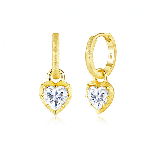 Orecchini da Donna a Bottone a Forma di Cuore, in Argento Sterling 925, Placcati Oro 18K, con Moissanite da 1 Carato, Stile Instagram