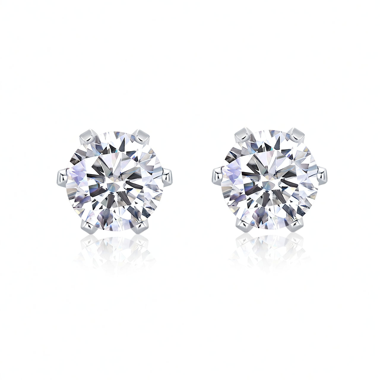 Orecchini a perno con moissanite rotonda geometrica in argento sterling 925 placcato oro minimalistici
