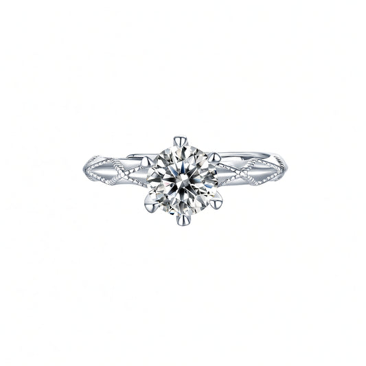 Anillo geométrico grueso de plata esterlina 925 con baño de oro de 18K y moissanita incrustada con textura trenzada, estilo dulce, para mujer