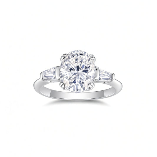 Anello da donna in moissanite ovale a quattro griffe, in argento sterling 925, design geometrico alla moda
