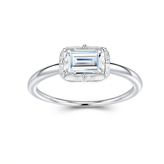 Anillo con incrustaciones de moissanita octogonal geométrica de oro de 18 quilates de plata de ley 925 gruesa estilo dulce para mujer