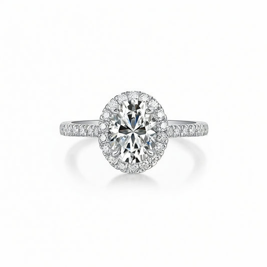 Anello in Moissanite a forma di uovo ovale Chic Fashion, in Argento Sterling 925 Placcato Oro 18K, Gioiello da donna con micro-intarsio
