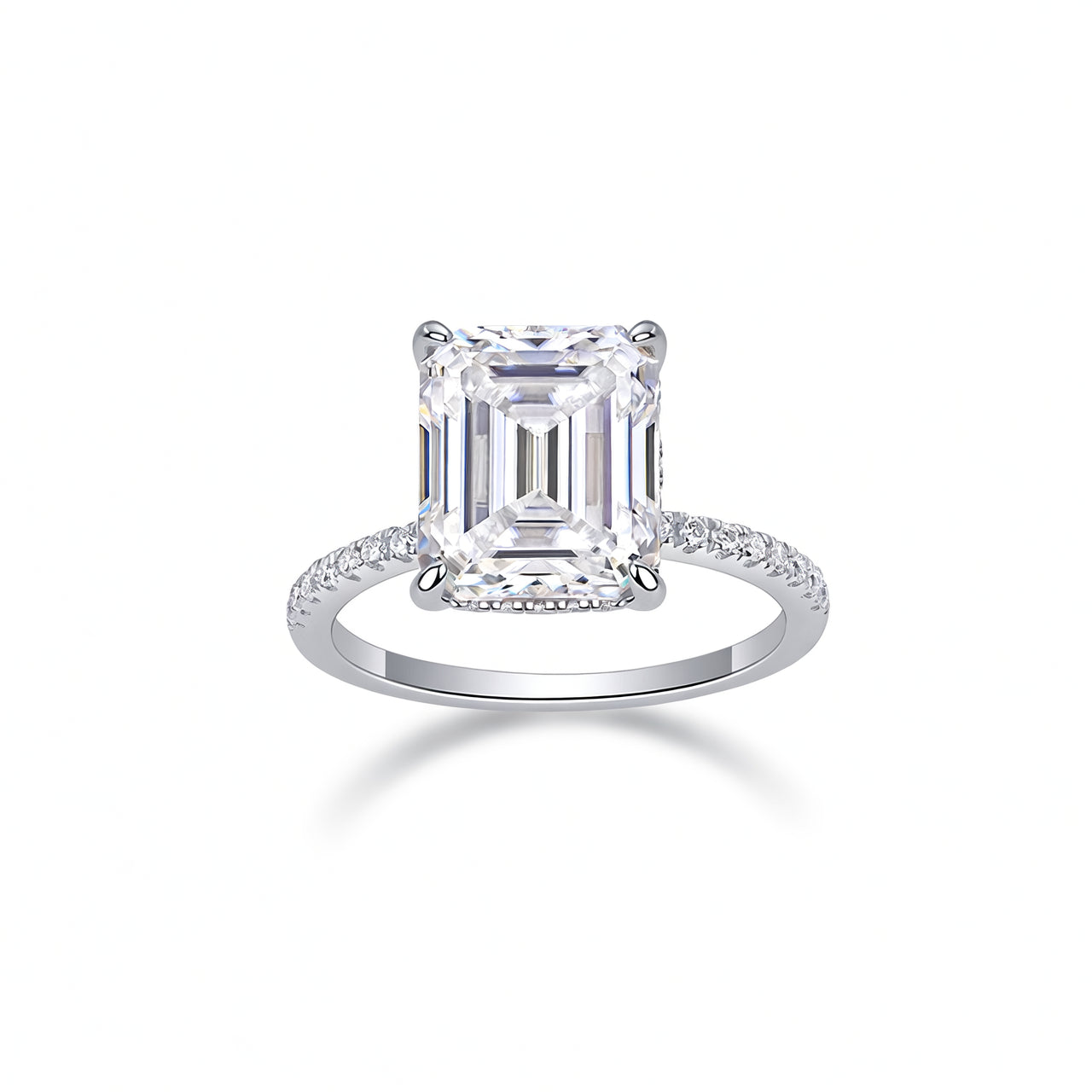 Fashion Geometric 925 Sterling Silver Square Cut Moissanite Ring for Women