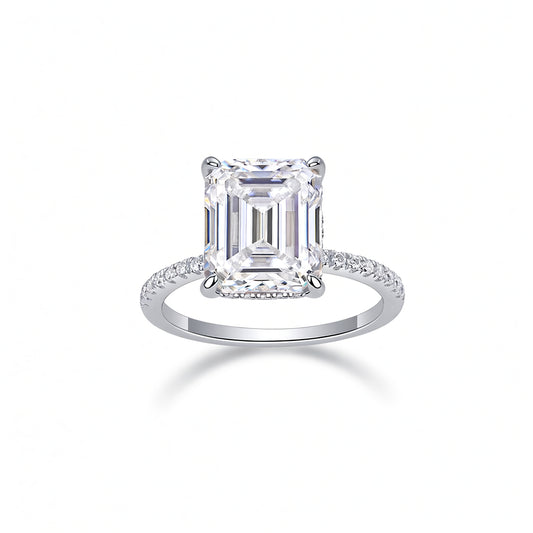 Anello da donna in argento sterling 925 con moissanite taglio quadrato, design geometrico alla moda