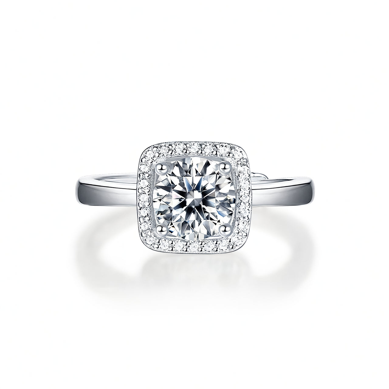Light Luxury Geometric 925 Sterling Silver Ring with 18K Gold Plating and Moissanite Inlay for Women