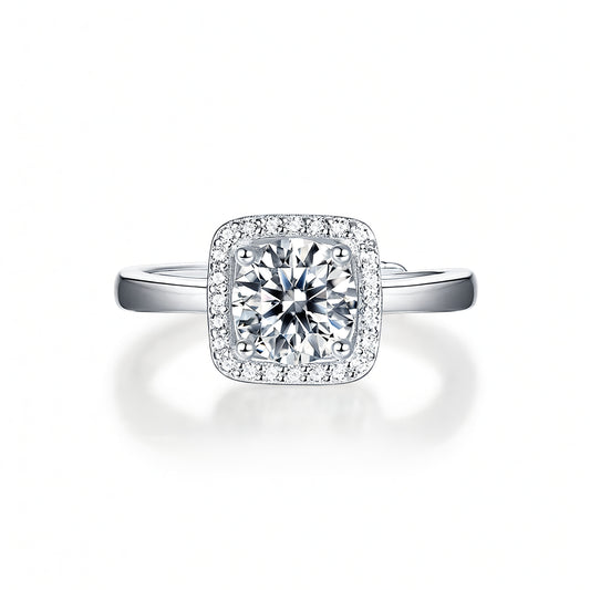 Anello da donna in argento sterling 925 di lusso leggero con geometria, placcatura in oro 18 carati e intarsio di moissanite