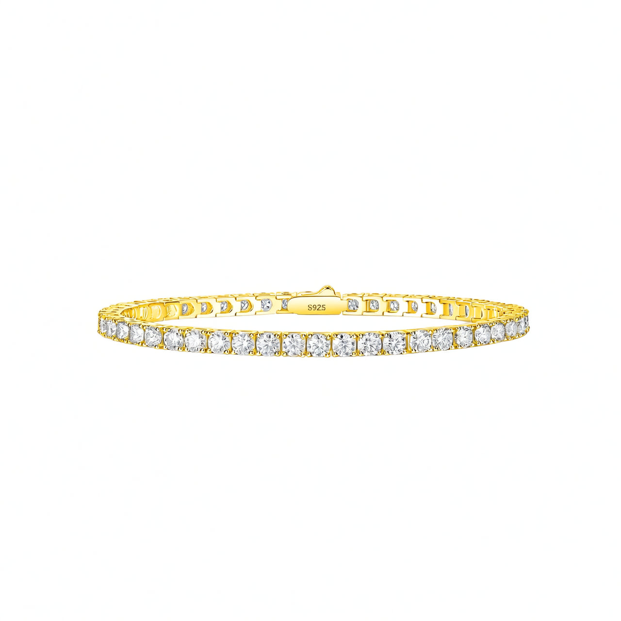 Pulsera de tenis de moissanita geométrica gruesa de oro de 18 quilates chapada en plata de ley 925 de moda OL para mujer