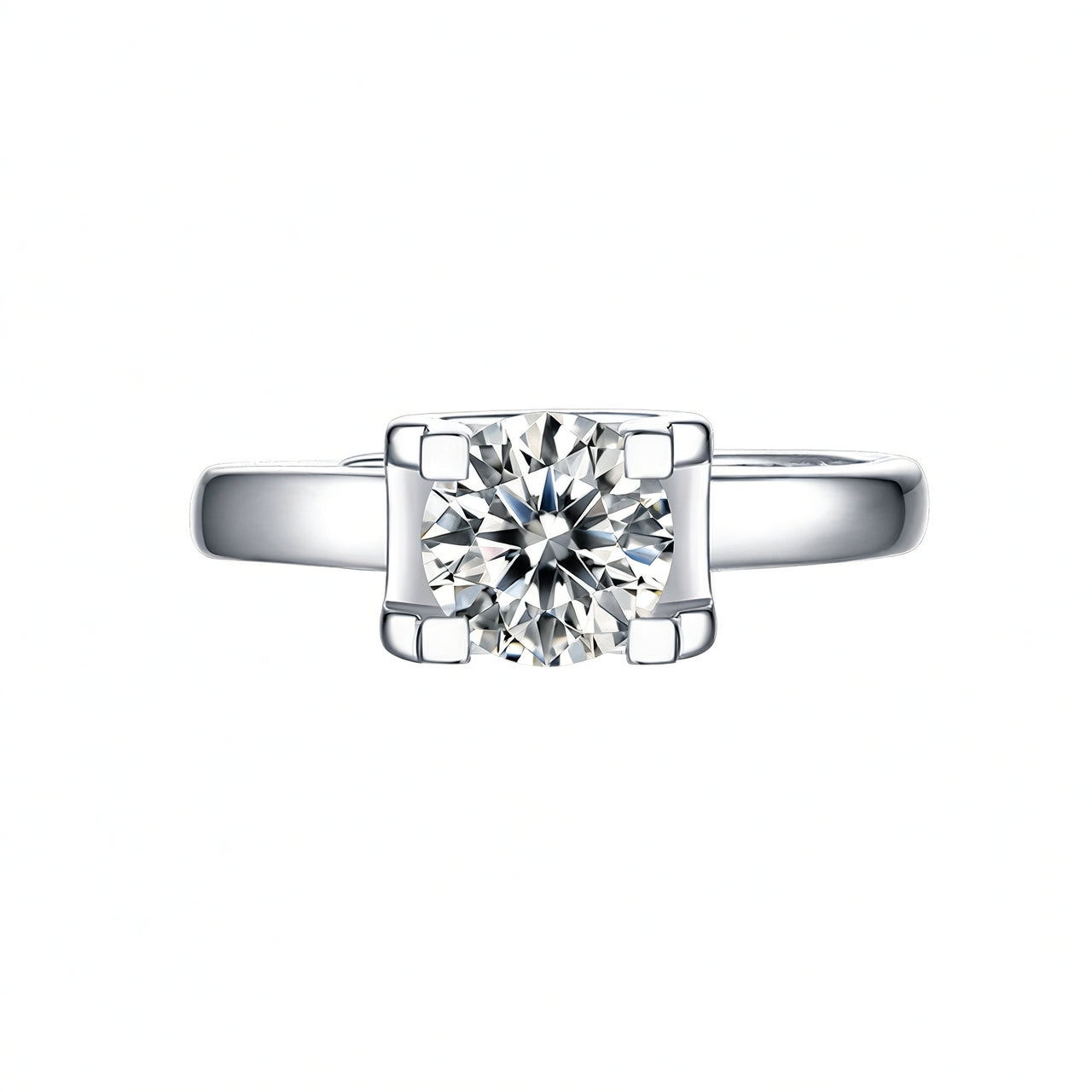 Sweet Style 925 Sterling Silver Round Geometric Bull Head Ring with Moissanite Inlay and 18K Gold Plating for Women