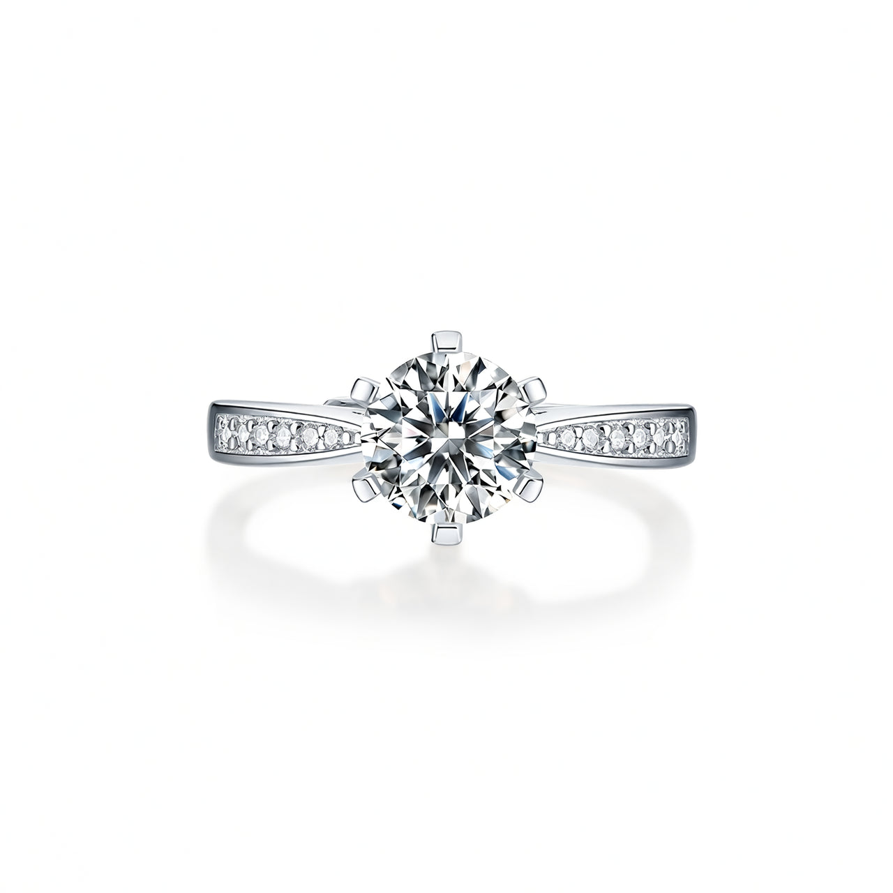 Elegante Anello Rotondo in Moissanite in Argento Sterling 925 Placcato Oro 18K Micro-Intarsio Gioielli Geometrici da Donna