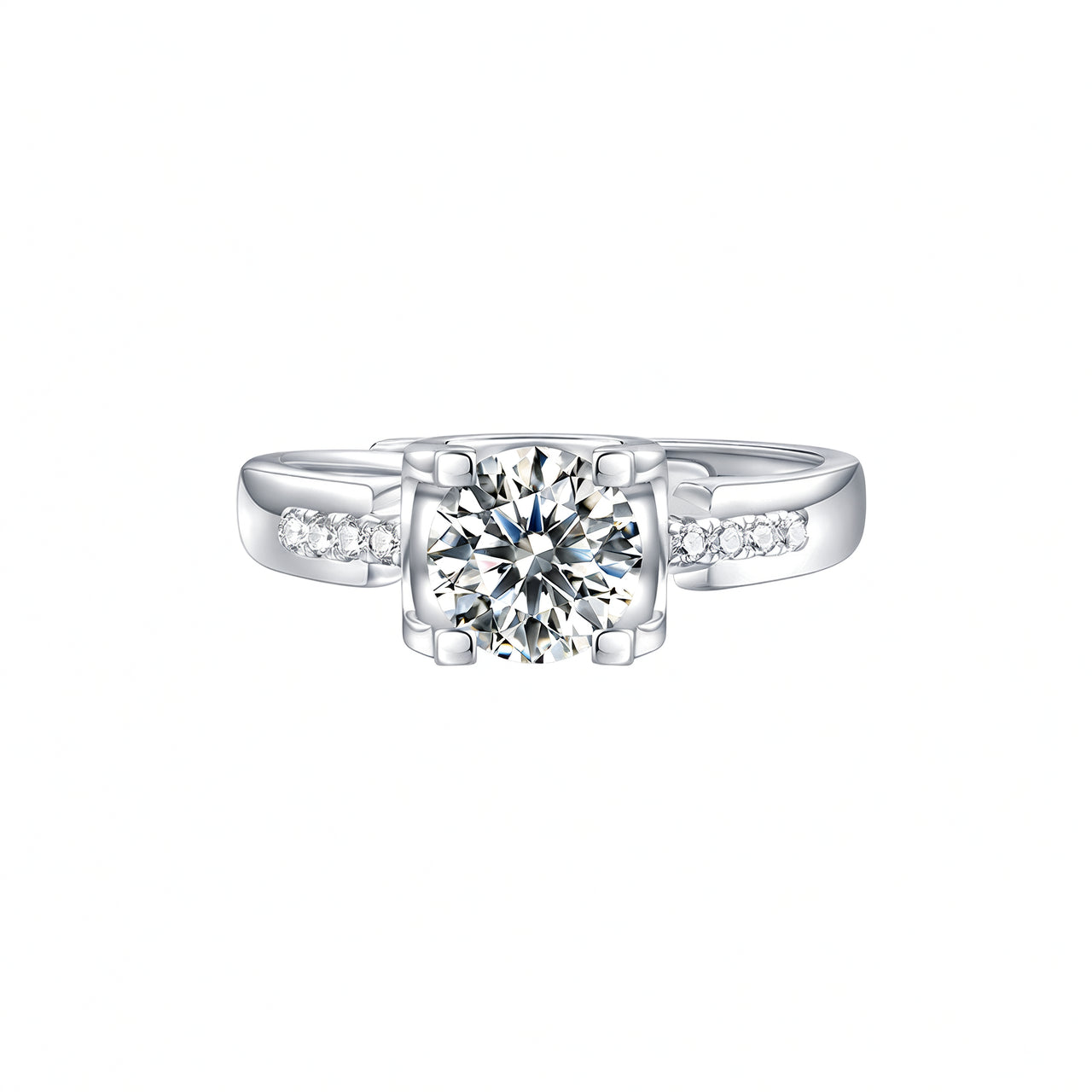 Anello da donna "Light Luxury" in argento sterling 925 con testa di toro rotonda, intarsio in moissanite e placcatura in oro 18 carati