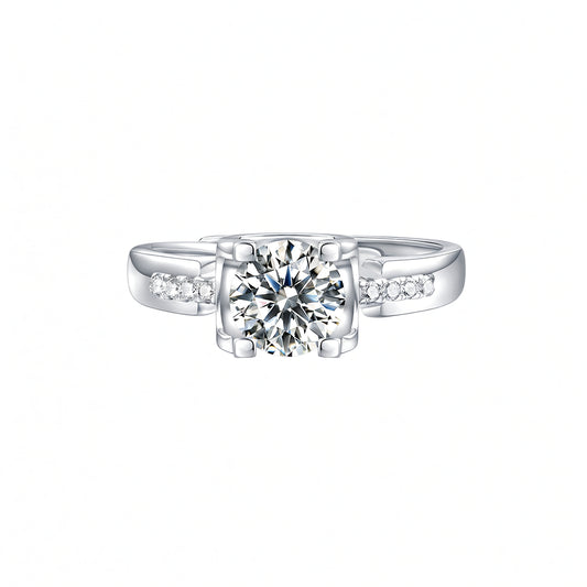 Anillo de lujo ligero con cabeza de toro redonda de plata de ley 925 con incrustaciones de moissanita y chapado en oro de 18 quilates para mujer
