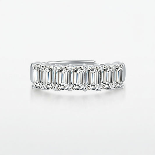 Anello di Lusso in Argento Sterling 925 con Moissanite Quadrata Geometrica, Placcato Oro, Gioielli da Donna