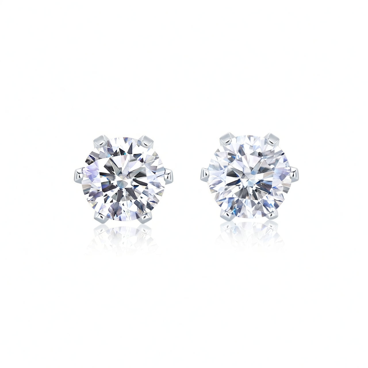 Orecchini a perno con moissanite rotonda geometrica in argento sterling 925 placcato oro minimalistici