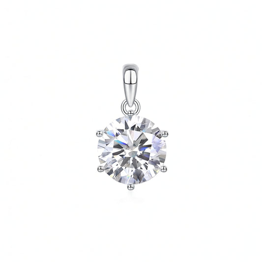 Fashion OL 1 Carat Round Moissanite Inlaid S925 Sterling Silver Geometric Pendant Necklace for Women