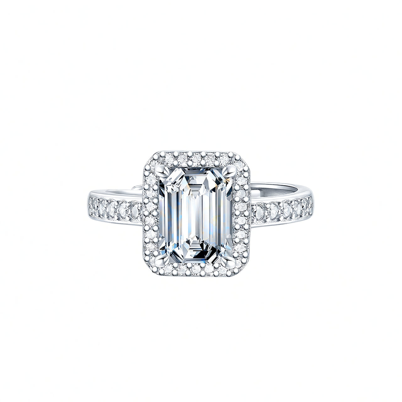 Anello in Moissanite Quadrato Geometrico di Lusso in Argento Sterling 925 Placcato Oro, Gioielli di Moda da Donna