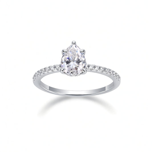 Fashion Geometric Wave S925 Sterling Silver Moissanite Ring for Women