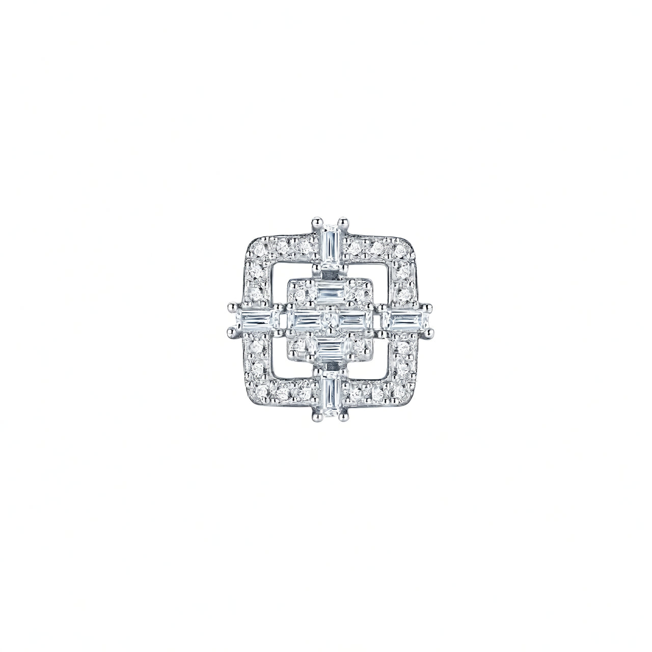 Minimalist S925 Sterling Silver Geometric Stud Earrings with D-Color Moissanite Inlay for Women