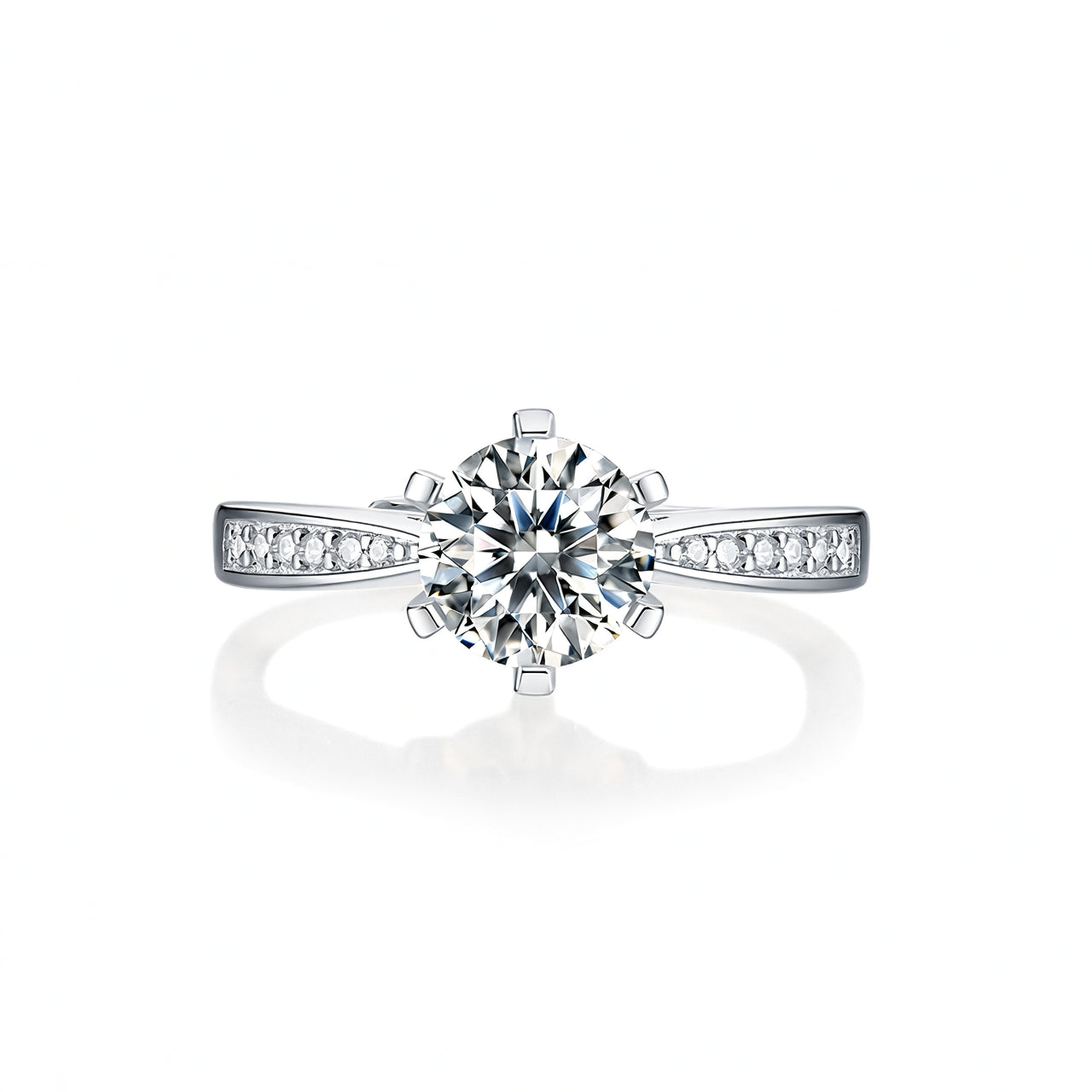 Elegante Anello Rotondo in Moissanite in Argento Sterling 925 Placcato Oro 18K Micro-Intarsio Gioielli Geometrici da Donna