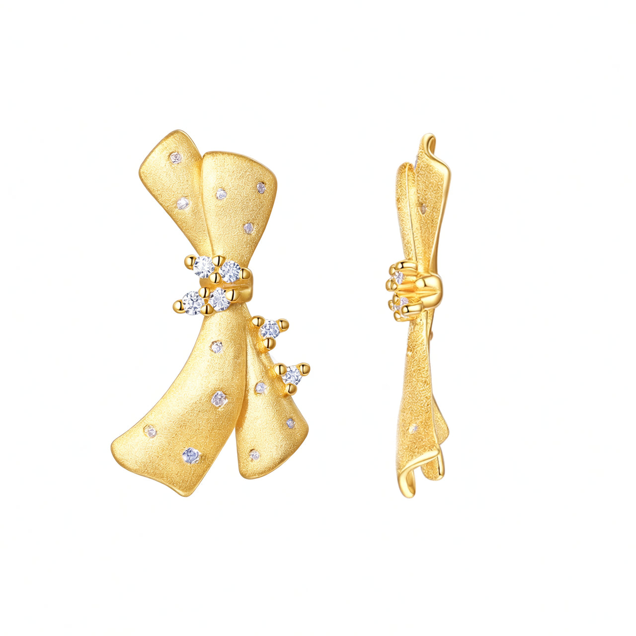 18K Gold Plated 925 Sterling Silver Geometric Bow Moissanite Stud Earrings for Women
