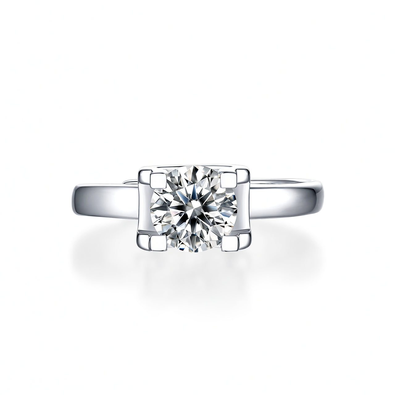 Sweet Style 925 Sterling Silver Round Geometric Bull Head Ring with Moissanite Inlay and 18K Gold Plating for Women