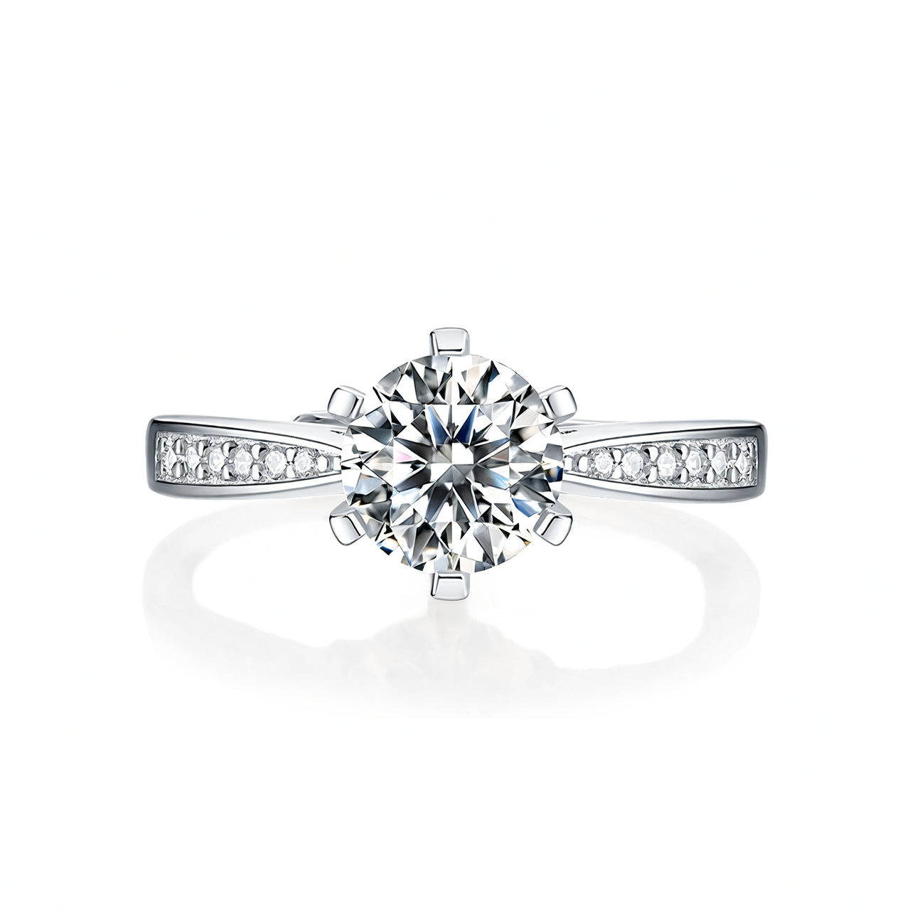 Elegante Anello Rotondo in Moissanite in Argento Sterling 925 Placcato Oro 18K Micro-Intarsio Gioielli Geometrici da Donna