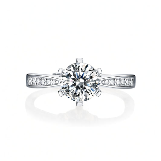 Elegante Anello Rotondo in Moissanite in Argento Sterling 925 Placcato Oro 18K Micro-Intarsio Gioielli Geometrici da Donna
