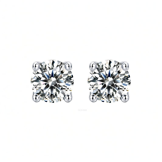 Ins Style 925 Sterling Silver 18K Gold Plated Round Geometric Moissanite Stud Earrings for Women