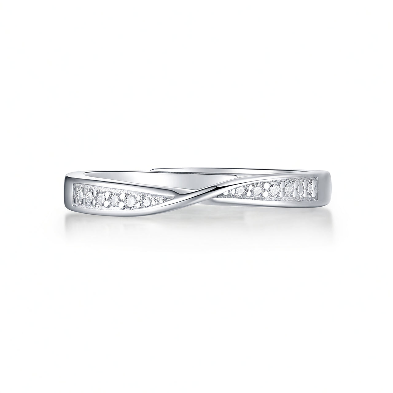 Anello Mobius geometrico placcato oro 18K in argento sterling S925 stile dolce con intarsio di moissanite per coppie