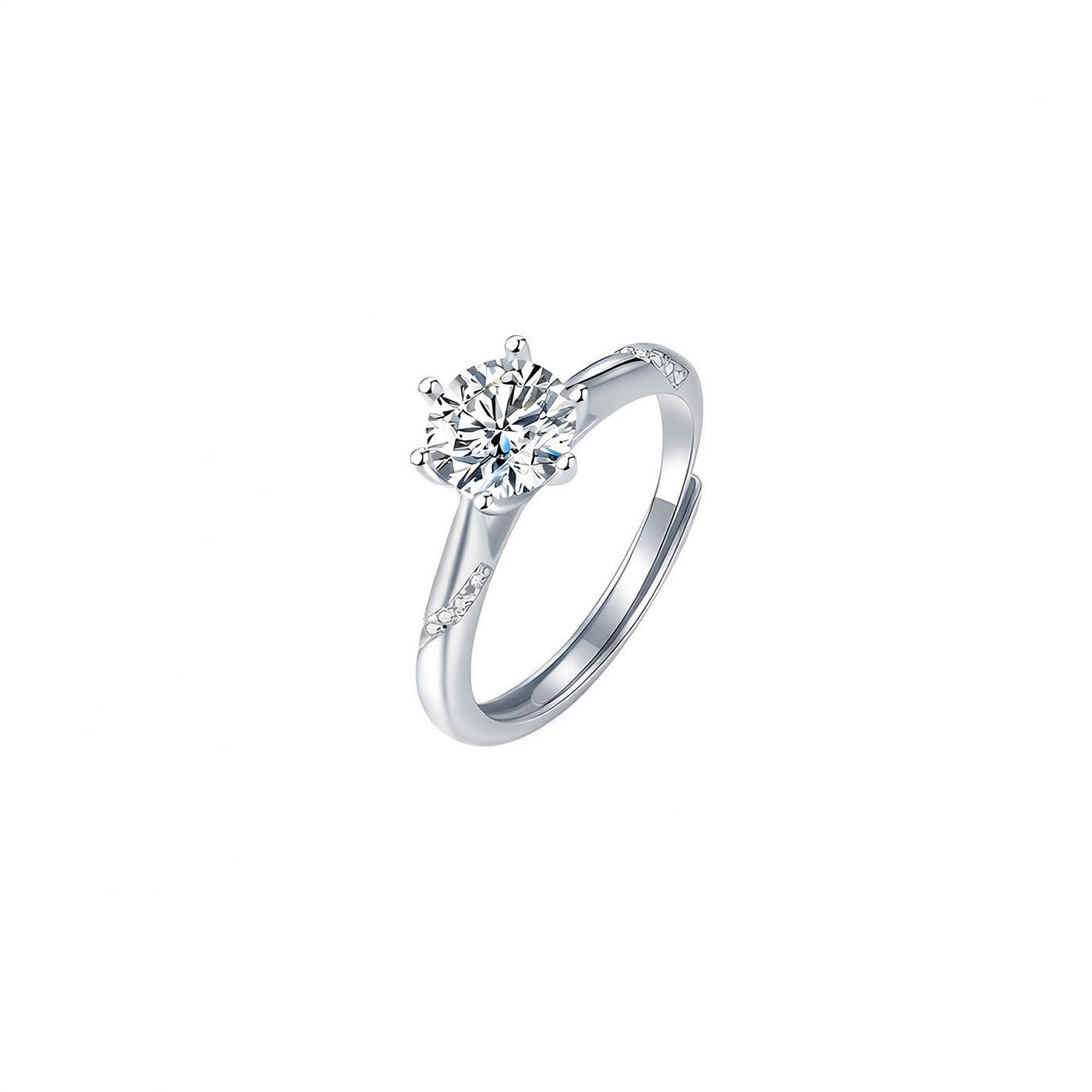 Anello aperto geometrico con moissanite Ins Style D-Color a sei griffe in argento sterling 925 placcato oro 18 carati
