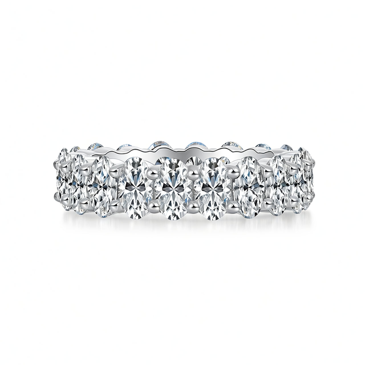Luxury Minimalist Oval Moissanite Pave Ring 925 Sterling Silver 18K Gold Plated Women's Jewelry