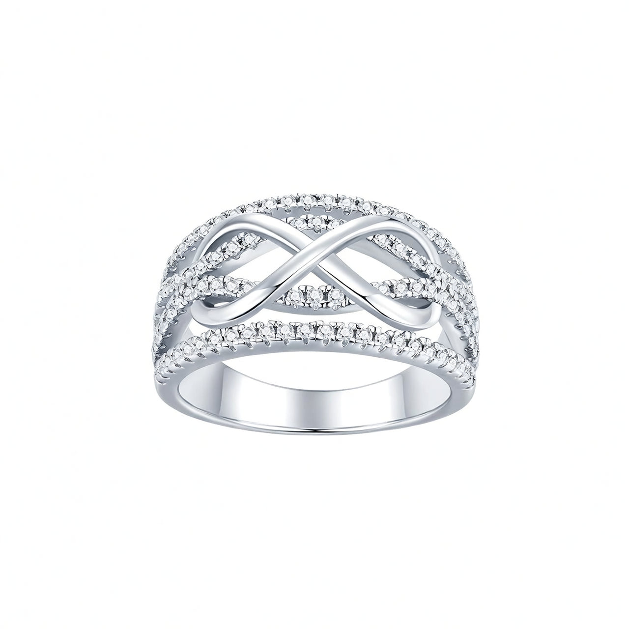 Anello in Moissanite di Lusso con Design Geometrico Incrociato e Vuoto, Argento Sterling S925, Placcato Oro 18K per Donna