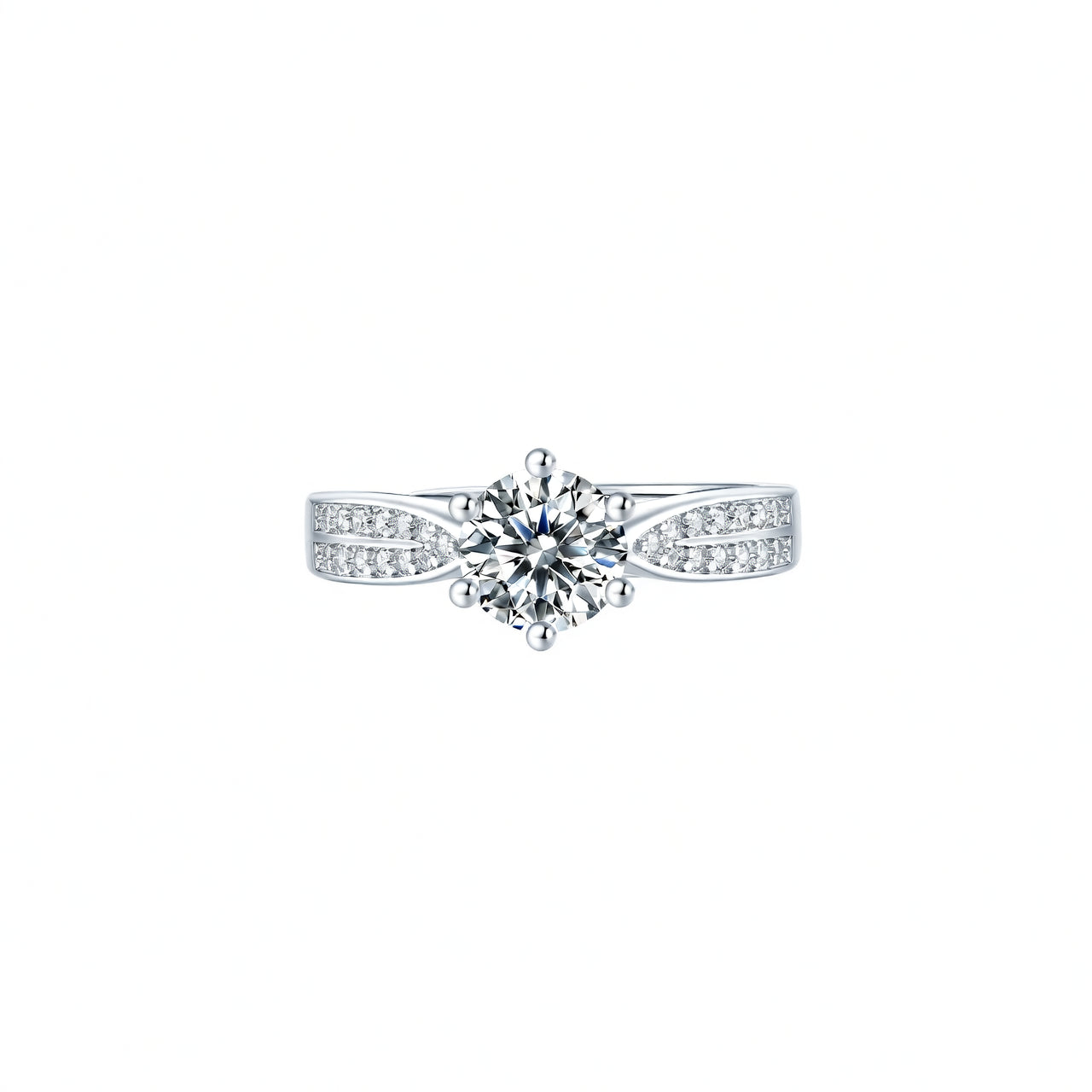 Anillo Geométrico Estilo Dulce de Plata de Ley 925 con Incrustaciones de Moissanita y Baño de Oro de 18K para Mujer