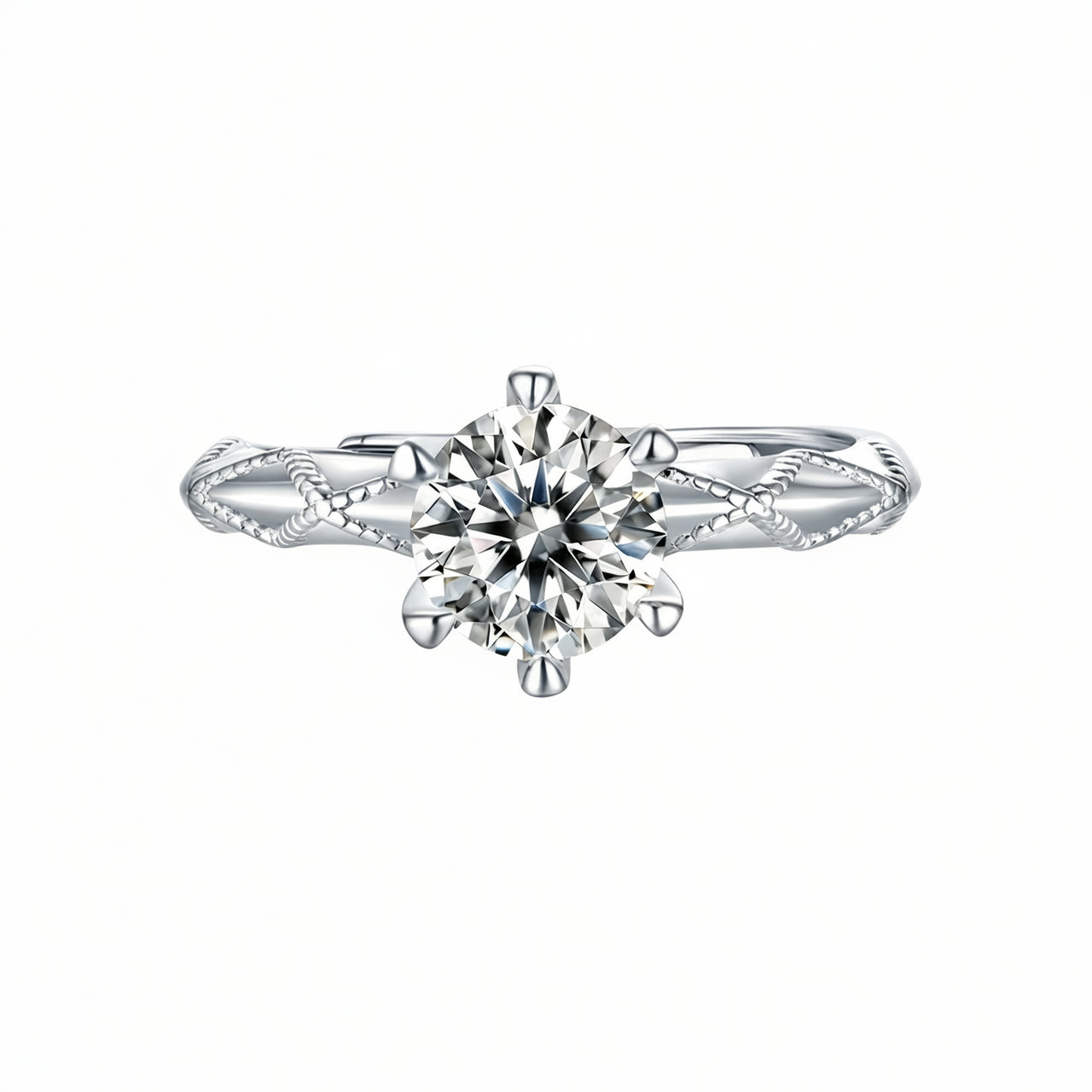 Anillo geométrico grueso de plata esterlina 925 con baño de oro de 18K y moissanita incrustada con textura trenzada, estilo dulce, para mujer