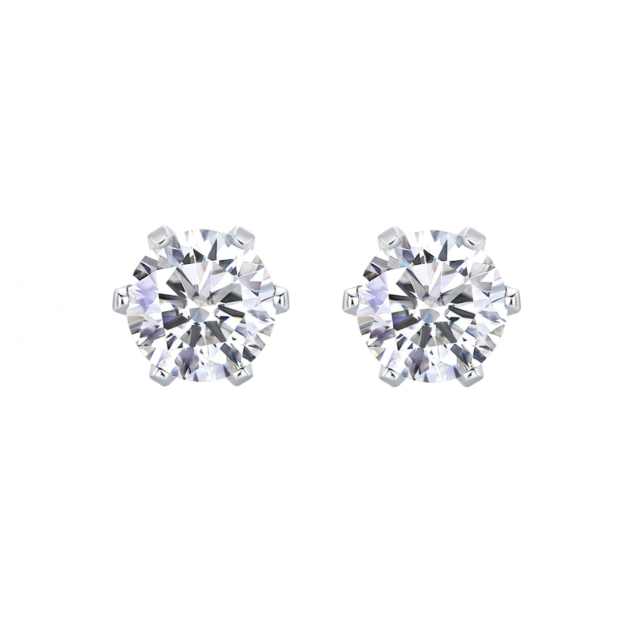 Orecchini a perno con moissanite rotonda geometrica in argento sterling 925 placcato oro minimalistici