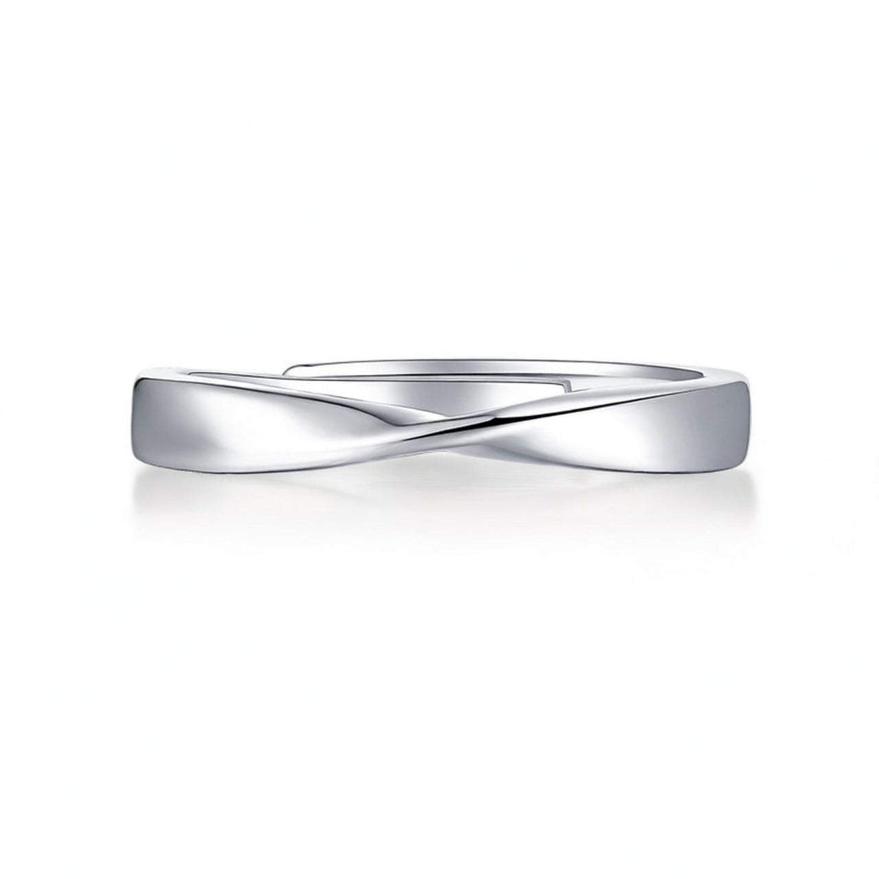 Anello Mobius geometrico placcato oro 18K in argento sterling S925 stile dolce con intarsio di moissanite per coppie