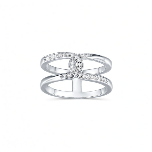 Anillo doble en forma de U, minimalista de lujo, de plata de ley 925 con baño de oro de 18K y moissanita incrustada, diseño de letra H para mujer
