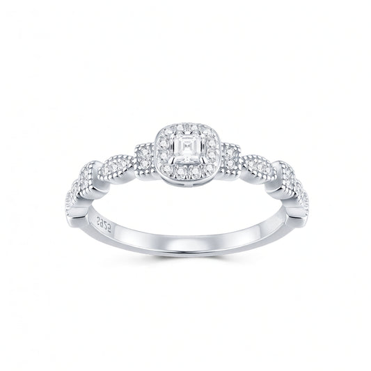 Anello in Moissanite Geometrico Ottagonale di Lusso in Argento Sterling 925 Placcato Oro
