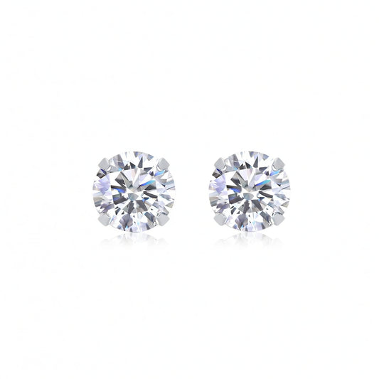 Orecchini a perno con moissanite rotonda geometrica in argento sterling 925 placcato oro minimalistici