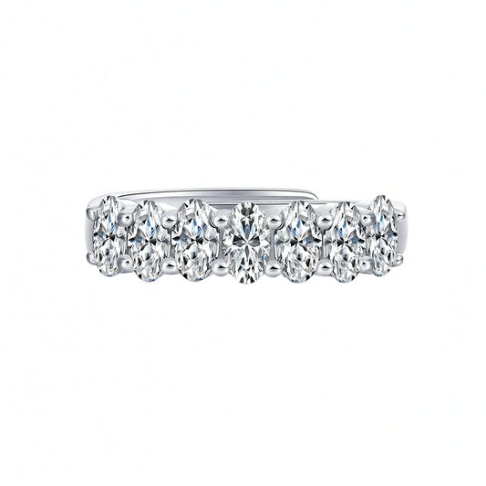 Anillo de Corona de Moissanita con Forma de Huevo, Chapado en Oro de 18K y Plata de Ley 925, de Lujo para Mujer