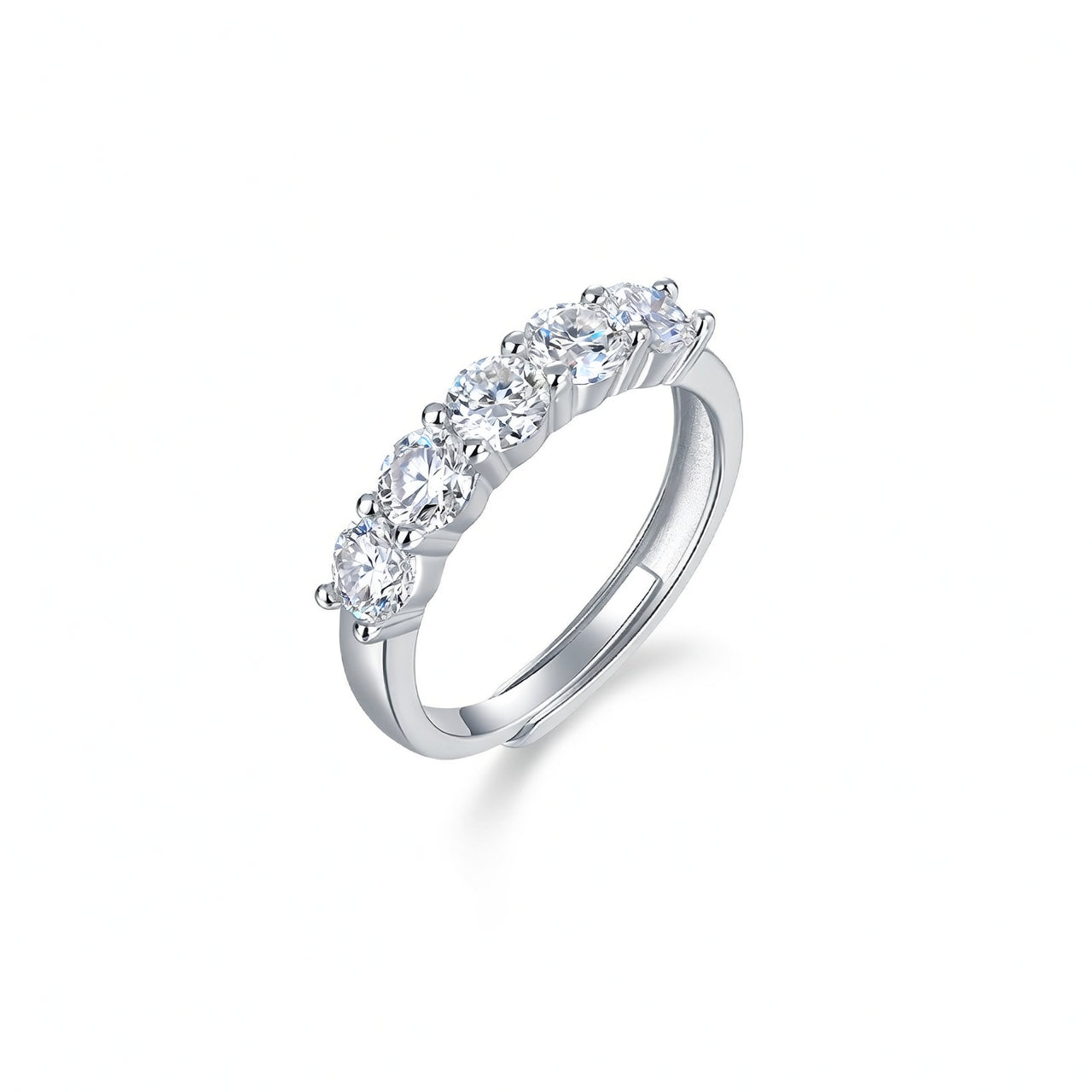 Anello da donna casual alla moda con geometria in argento sterling 925 placcato oro 18 carati con moissanite a fila