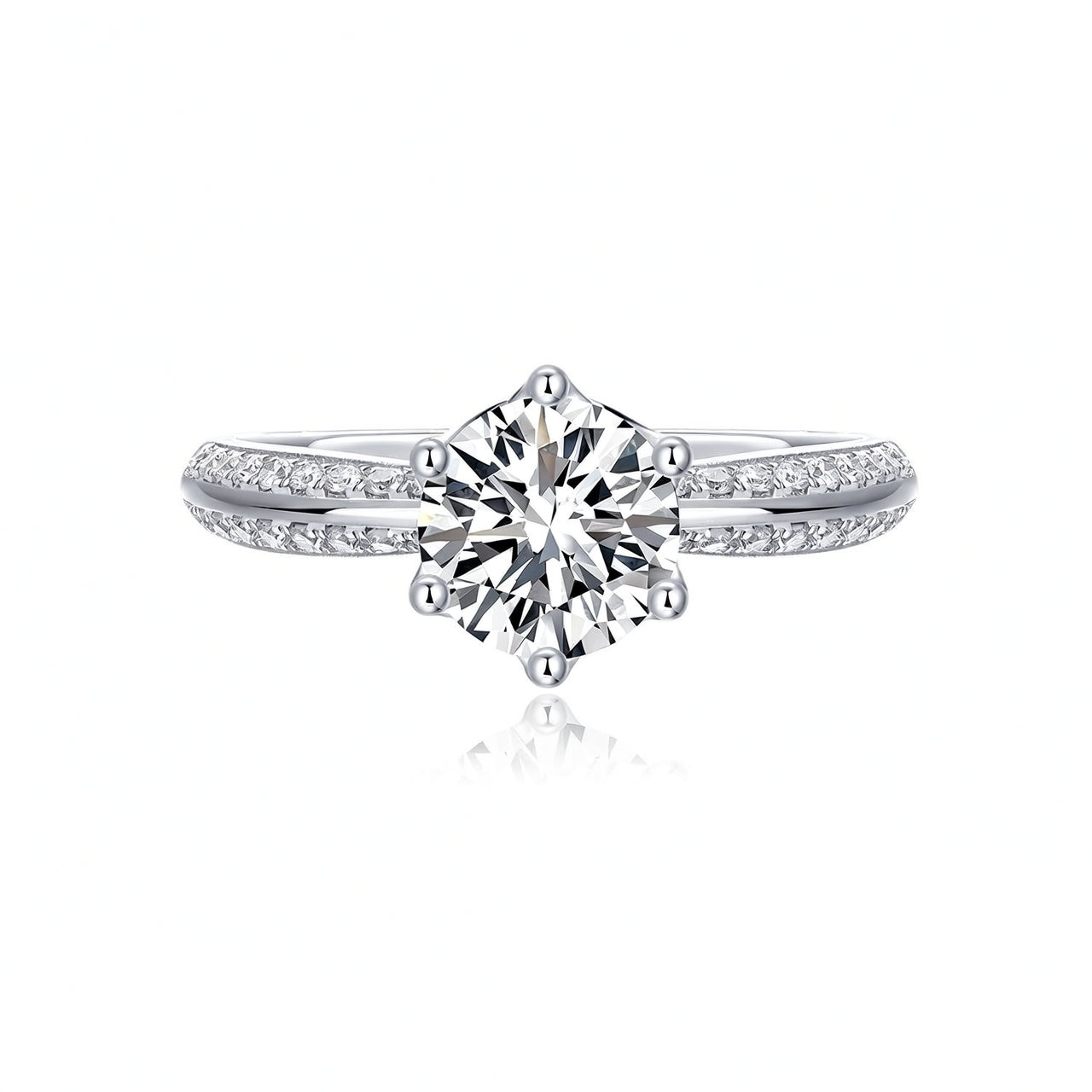 Anello da donna in argento sterling 925, design geometrico, placcato in oro 18 carati con intarsio di moissanite