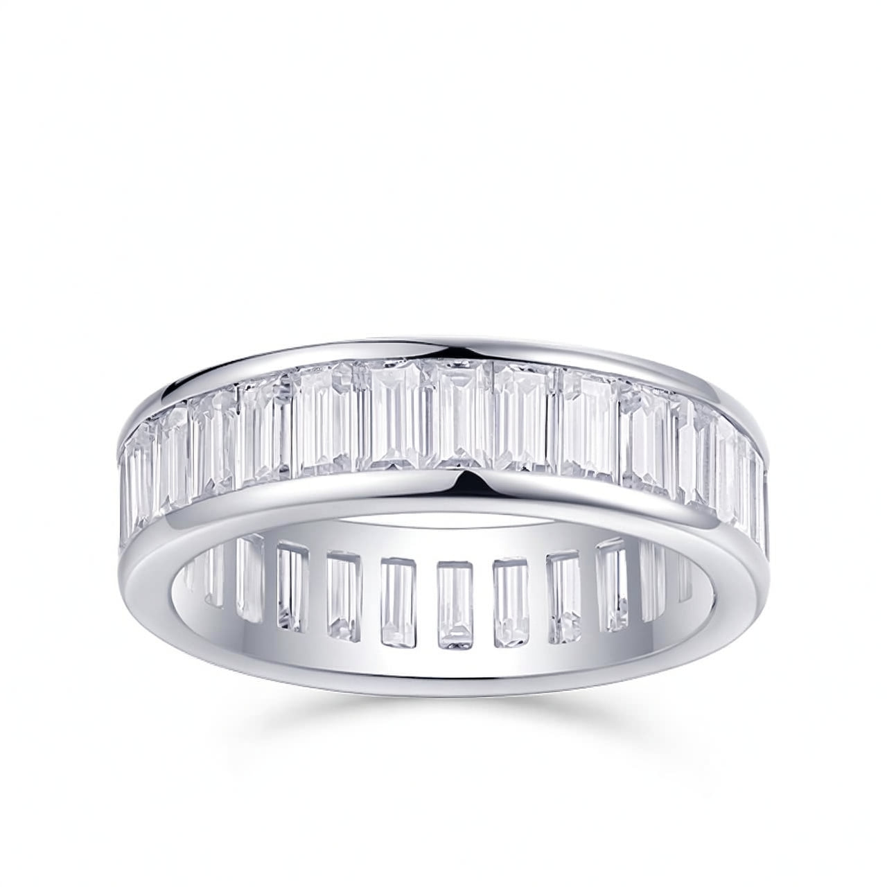 Fashion Geometric S925 Sterling Silver Wide Band Moissanite Ring for Women
