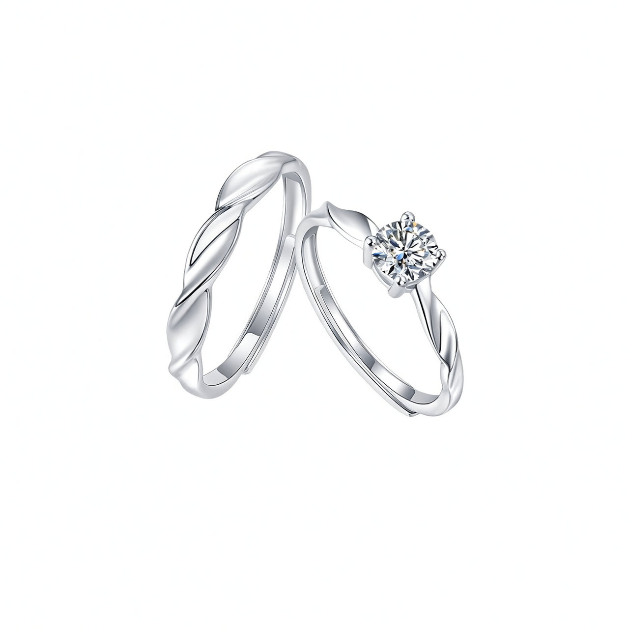 Sweet Geometric 925 Sterling Silver Gold Plated Moissanite Ring for Couples