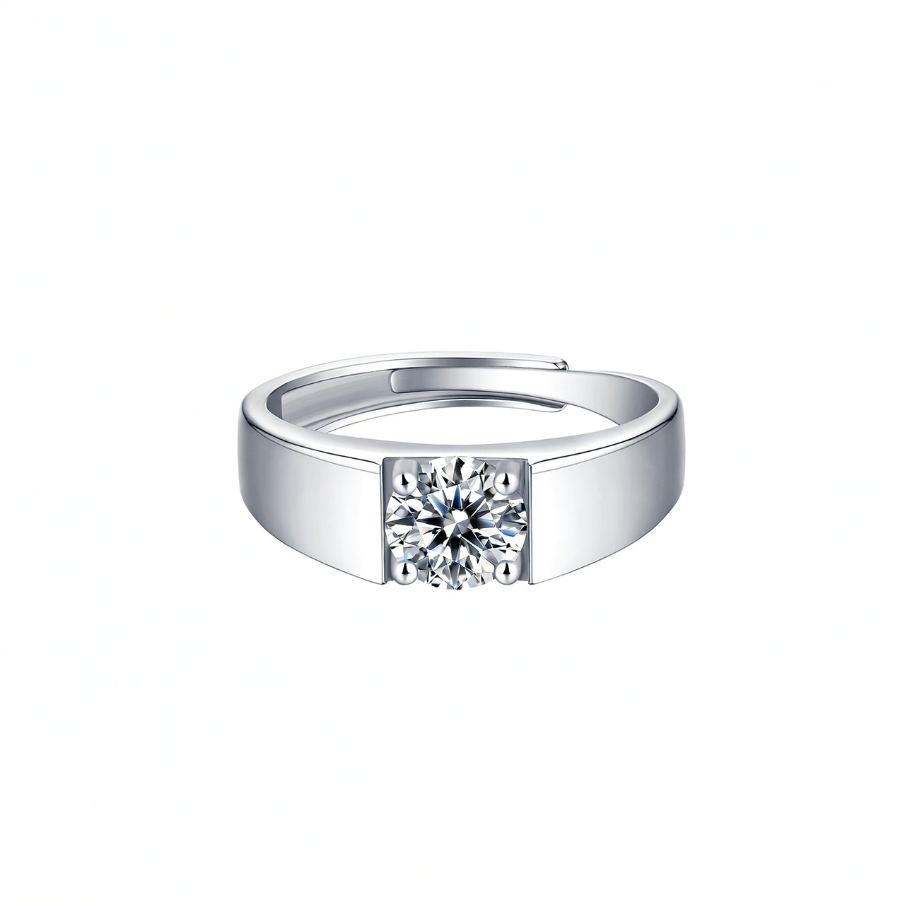 Vintage Luxury Geometric 925 Sterling Silver 18K Gold Plated Men's Ring with Moissanite Inlay