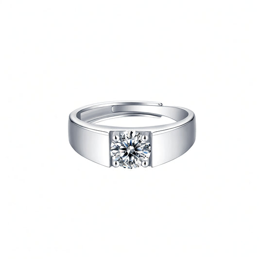Anello da uomo vintage di lusso geometrico in argento sterling 925 placcato oro 18 carati con intarsio di moissanite
