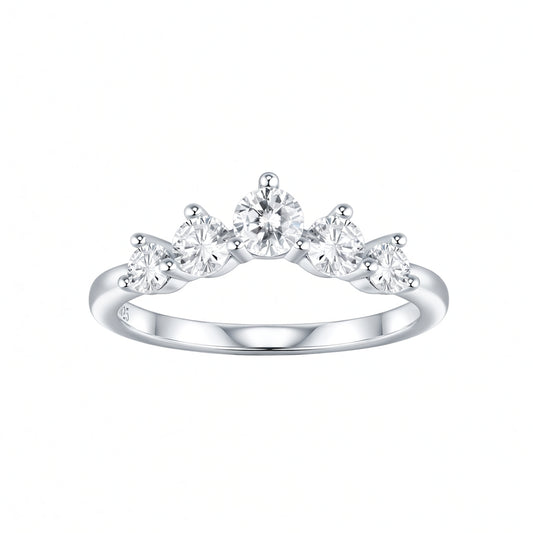 Anello con Corona a Goccia d'Acqua in Stile Ins Vintage in Argento Sterling 925 Placcato Oro 18K Spesso con Moissanite e Incastonatura a Pavé da Donna