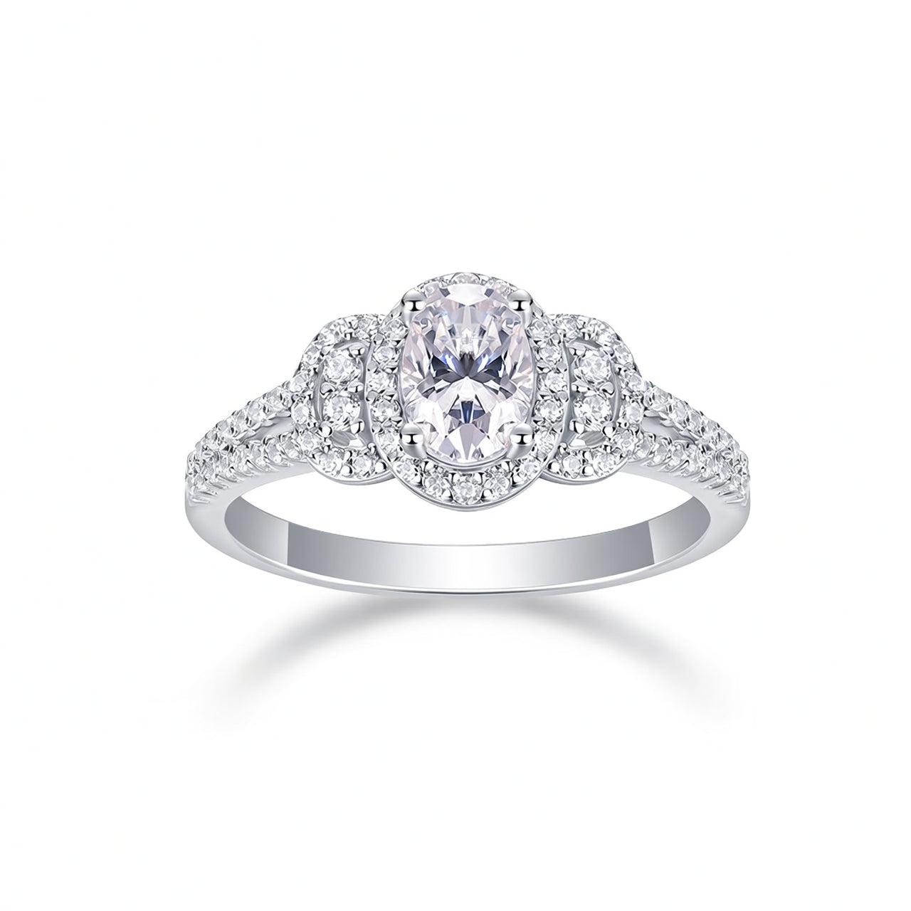 Anello da donna in argento sterling 925 con moissanite ovale incastonata