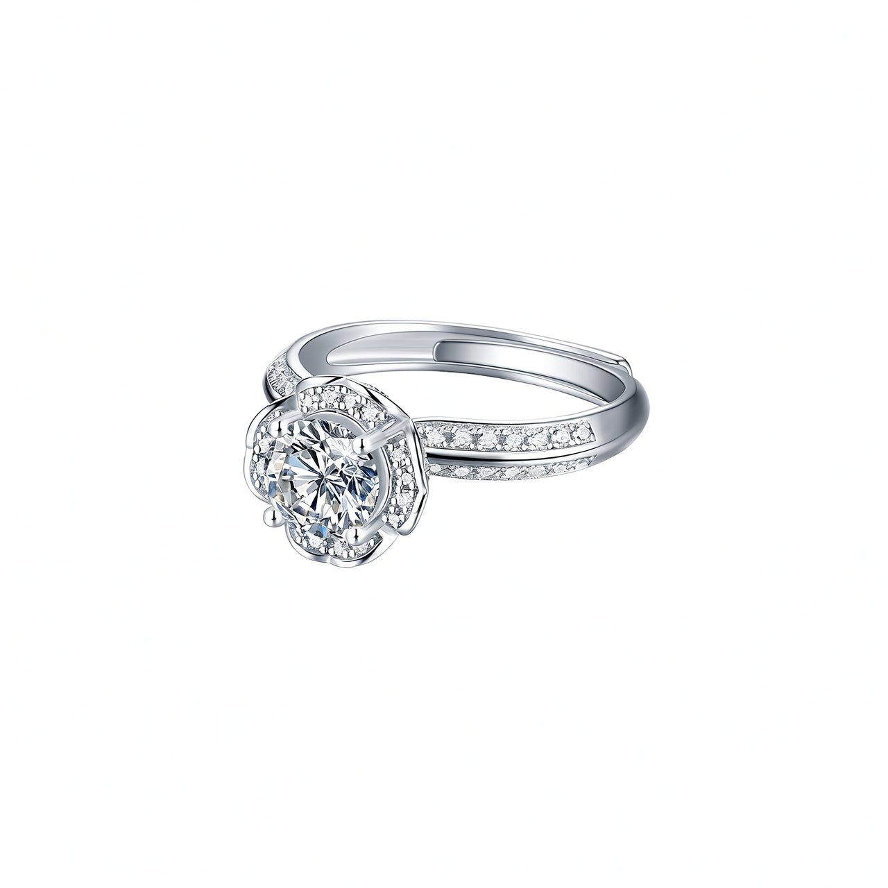Anello da donna placcato oro 18 carati in argento sterling 925 con intarsio in moissanite rotonda geometrica stile Ins