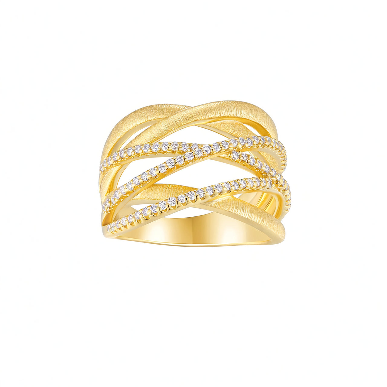 Luxury 925 Sterling Silver 18K Gold Plated Geometric Openwork Cross Moissanite Ring for Women