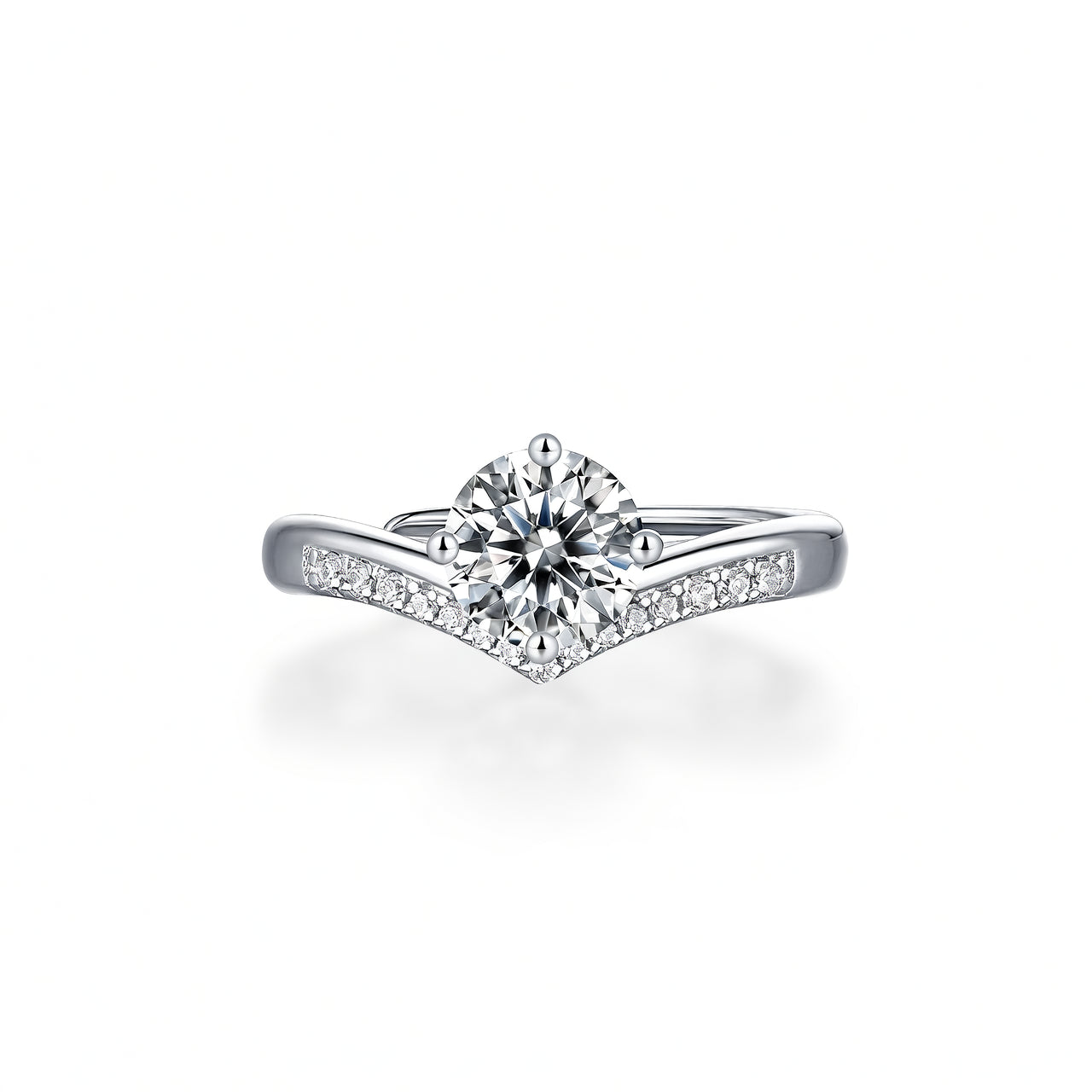 Anillo de corona de princesa de lujo con incrustaciones de moissanita redonda, plata de ley 925, chapado en oro de 18 quilates